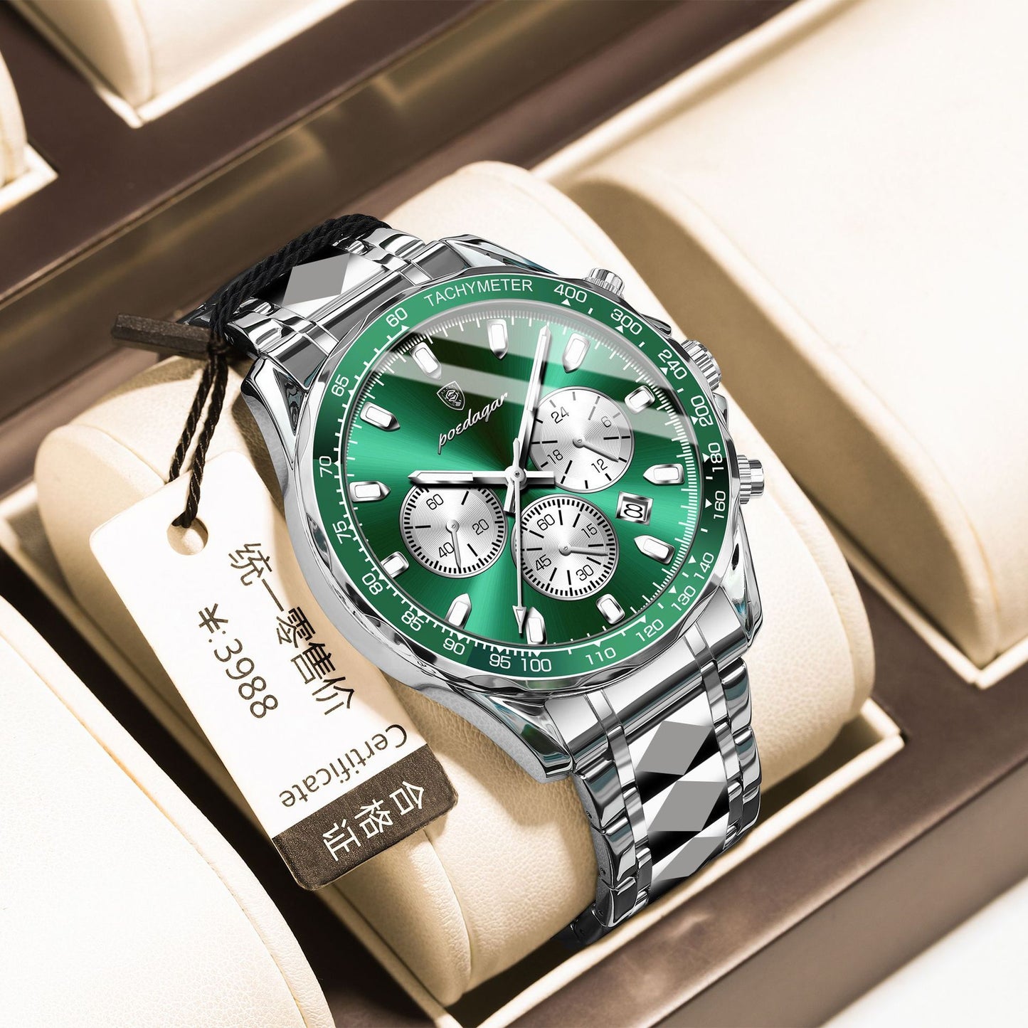 Reloj de cuarzo multifuncional para hombre, luminoso y resistente al agua