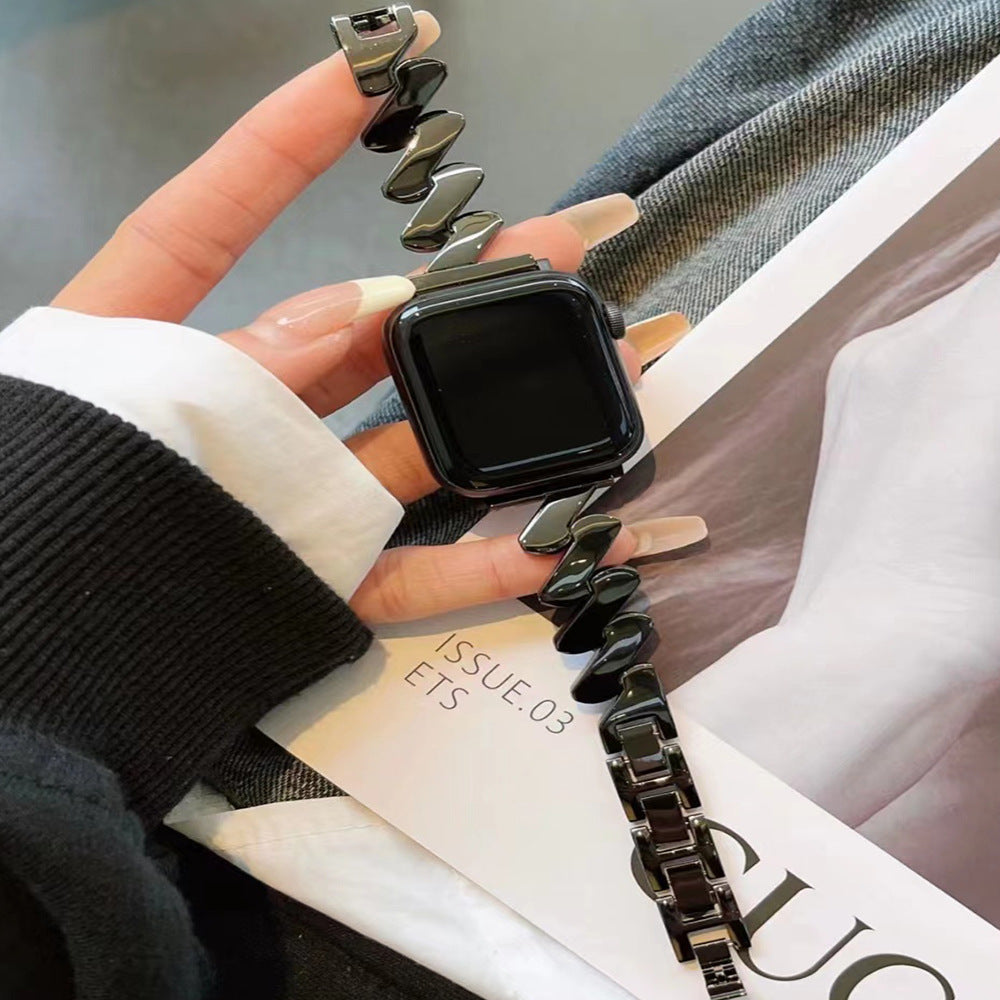 Pulsera de seda con forma de Z y patrón de ondas para reloj