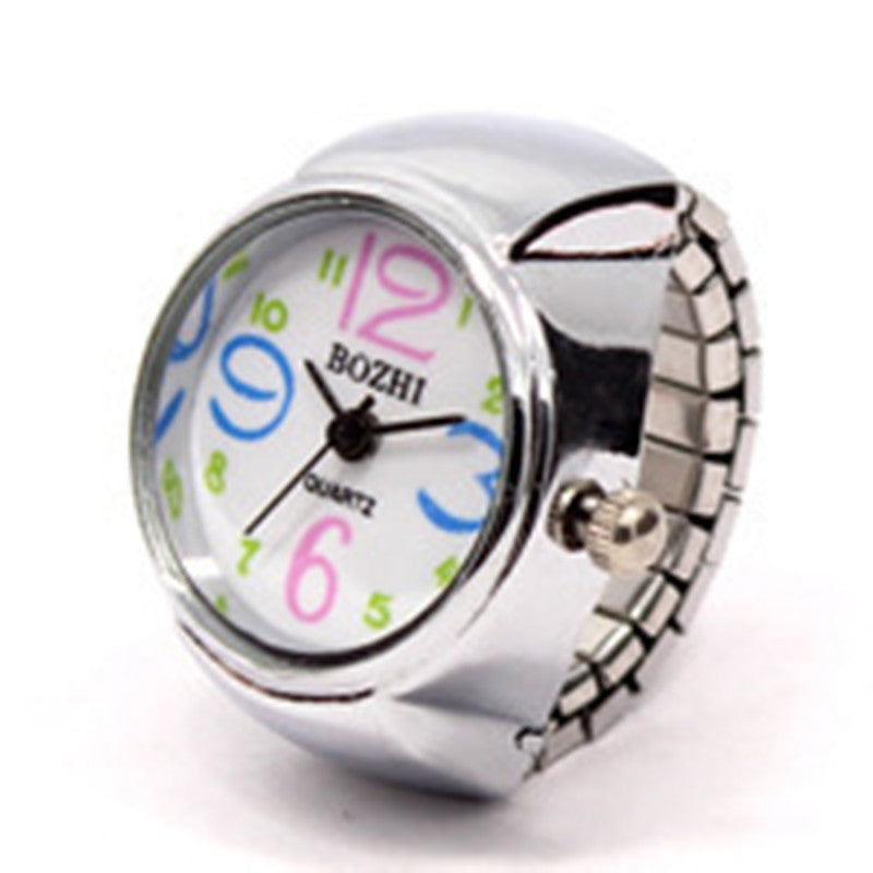 Reloj de anillo personalizado para hombres y mujeres, gran oferta, reloj de anillo para parejas, moda coreana, venta al por mayor, caja de plata de aleación, fabricante directo al por mayor