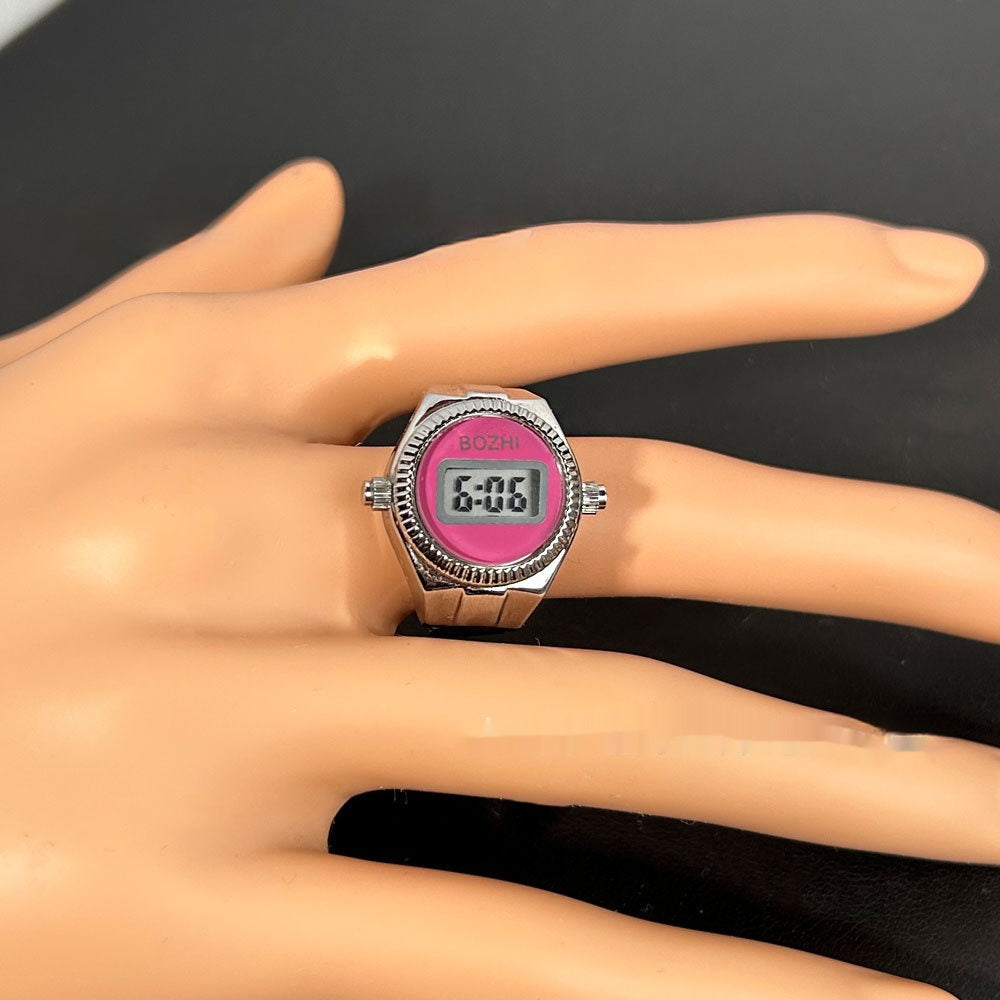 Reloj electrónico de moda para mujer, mini reloj con anillo