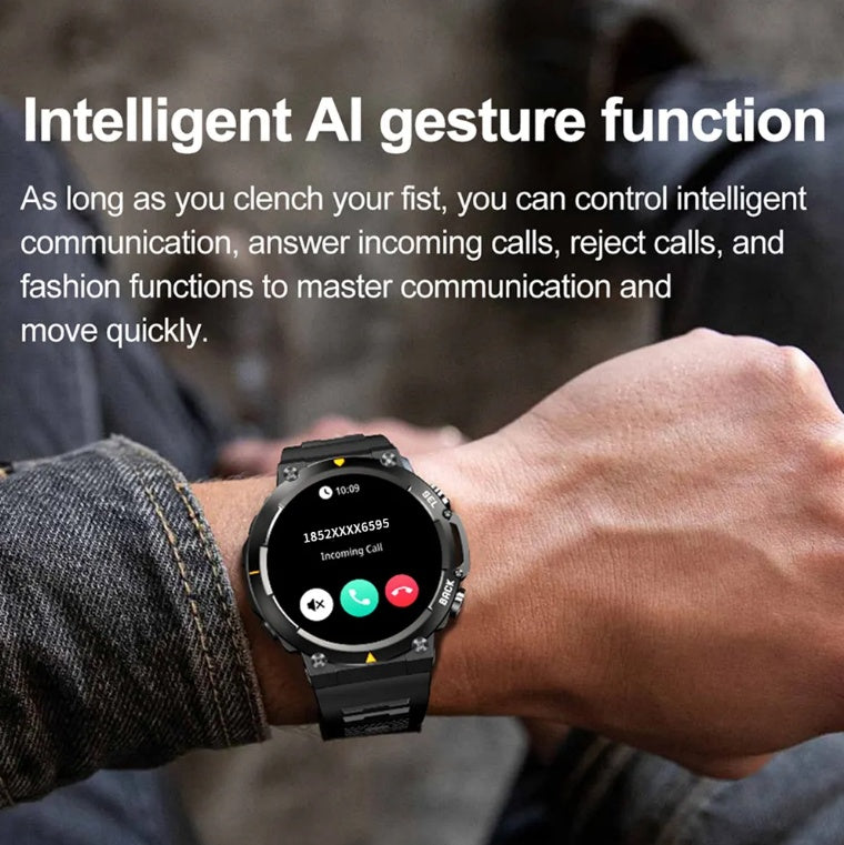 Reloj inteligente MAX18 para hombre, pantalla grande AMOLED de 1,43 pulgadas, llamadas Bluetooth, control de gestos, voz IA, reloj inteligente deportivo para hombre