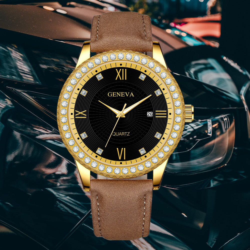 Watch Men's Steel Band Watch Fashion Calendar Quartz Strap Watch