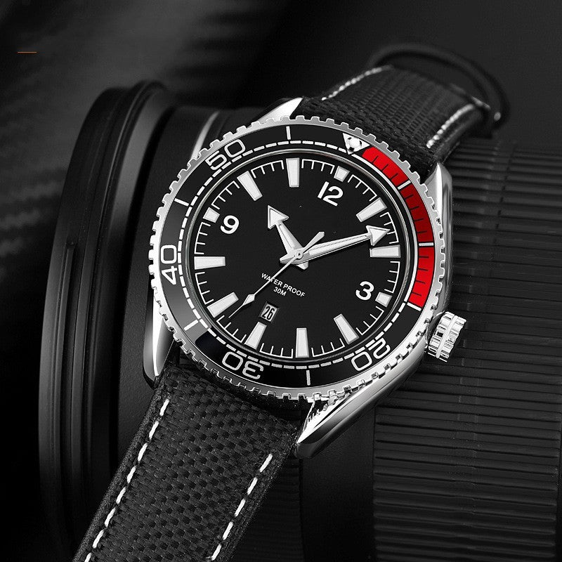 Reloj con correa de cuero para hombre, resistente al agua y con calendario