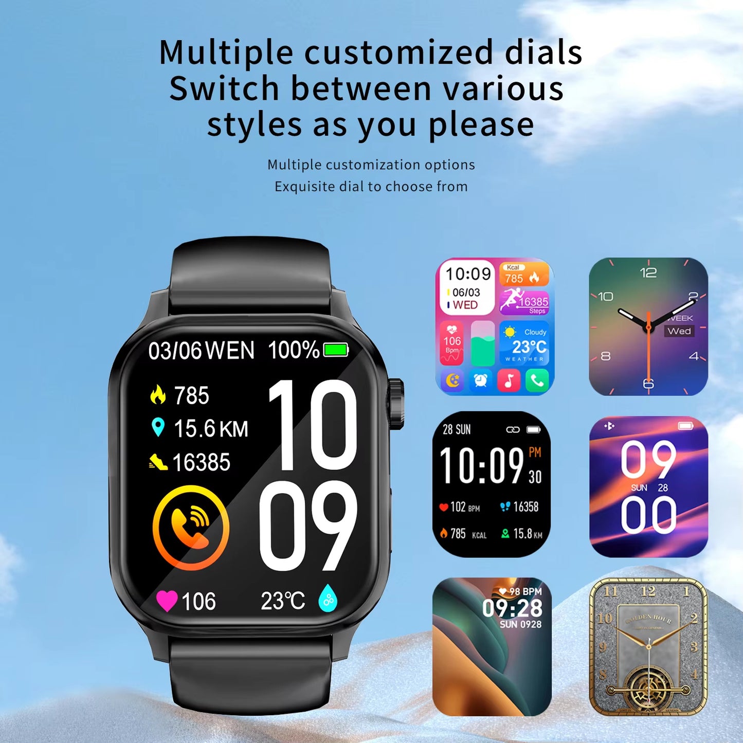 Reloj inteligente G93 para hombre y mujer, nuevo reloj inteligente deportivo con pantalla cuadrada de 1,85 pulgadas, resistente al agua, con llamadas Bluetooth y control del ritmo cardíaco