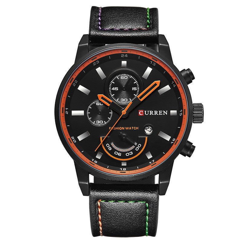 Reloj de cuarzo con calendario y correa para hombre informal