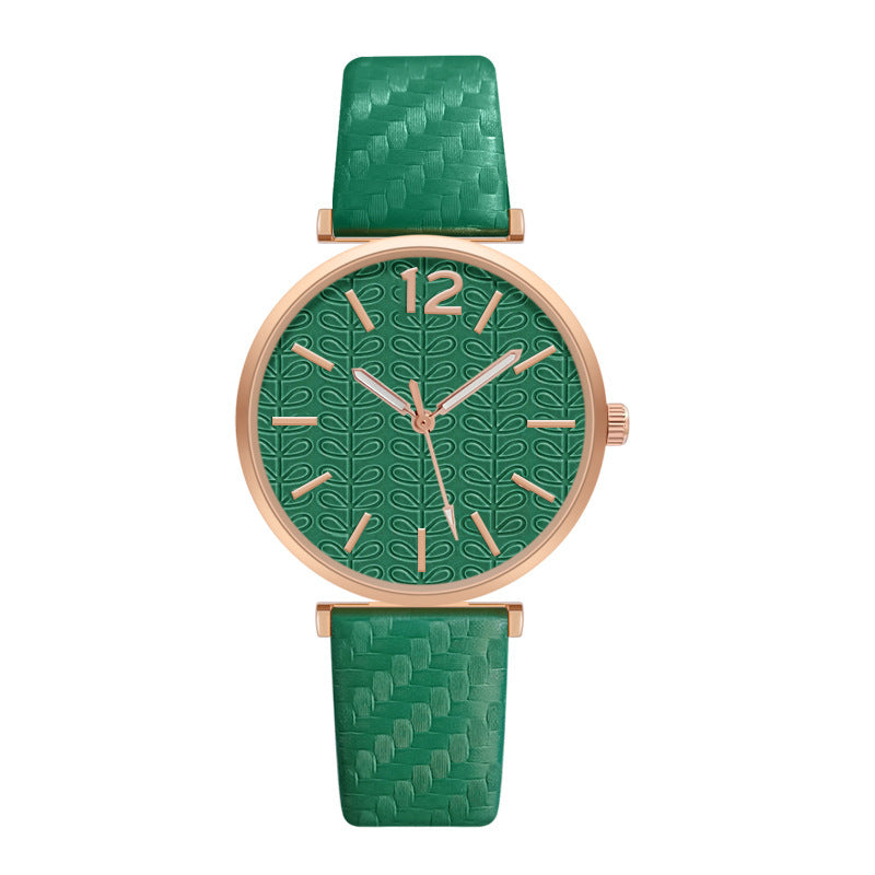 Ladies New Belt Watch Gold Shell Acupuncture Needle Casual Fashion Quartz Watch