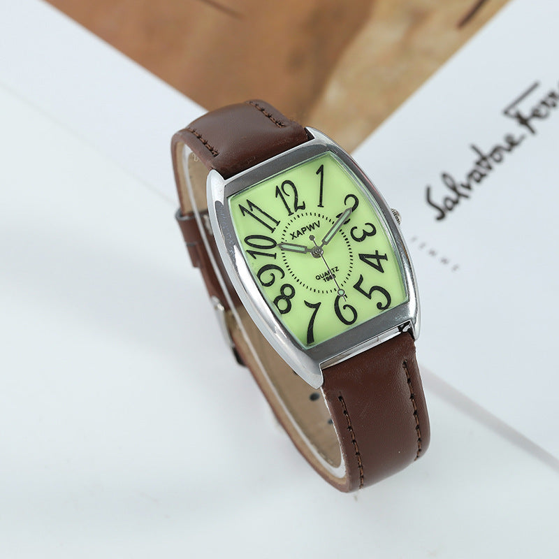 Reloj de pareja cuadrado con barril de vino luminoso de moda