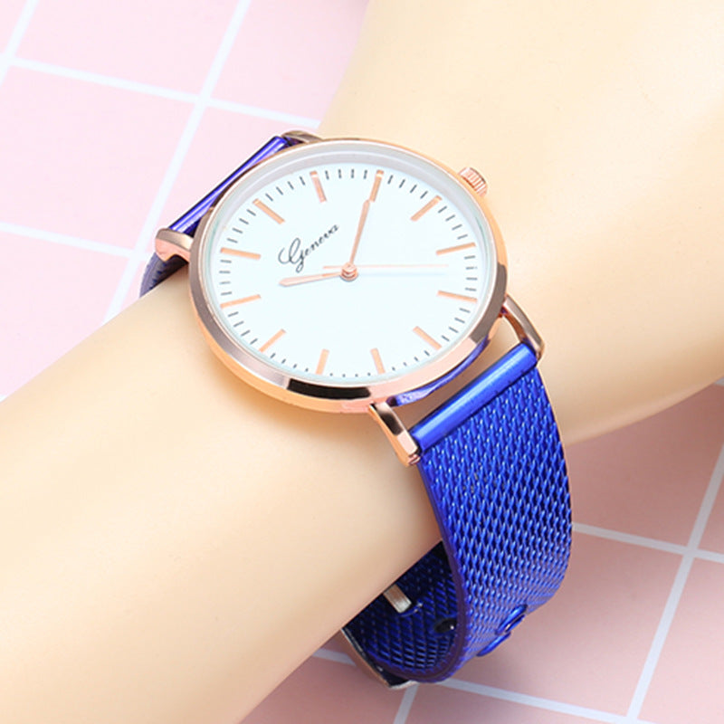 Reloj de Ginebra con esfera y correa de malla, minimalista, fino