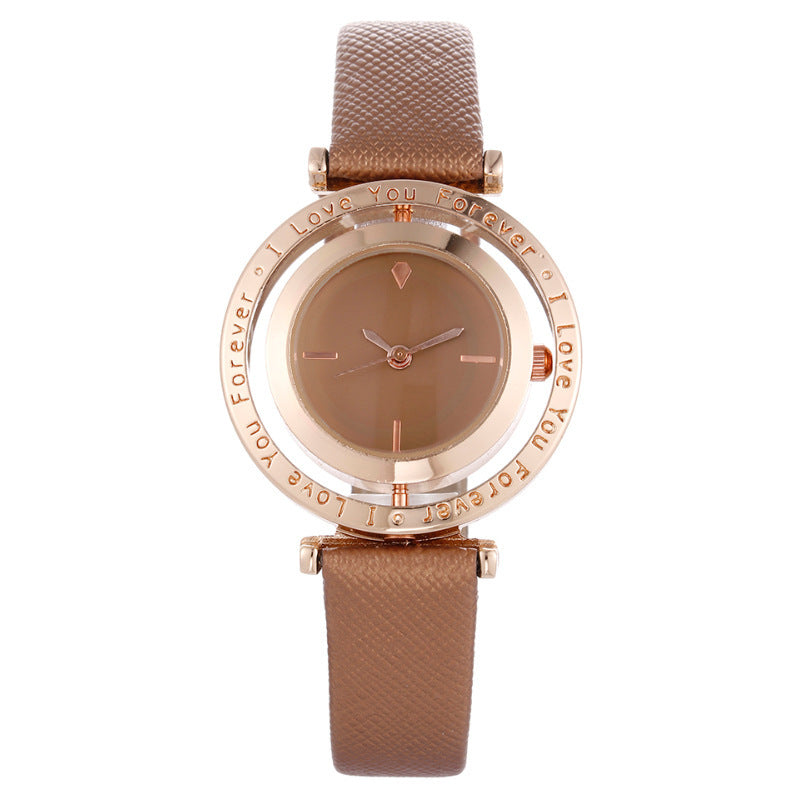 Reloj de cuarzo con esfera giratoria de moda para mujer