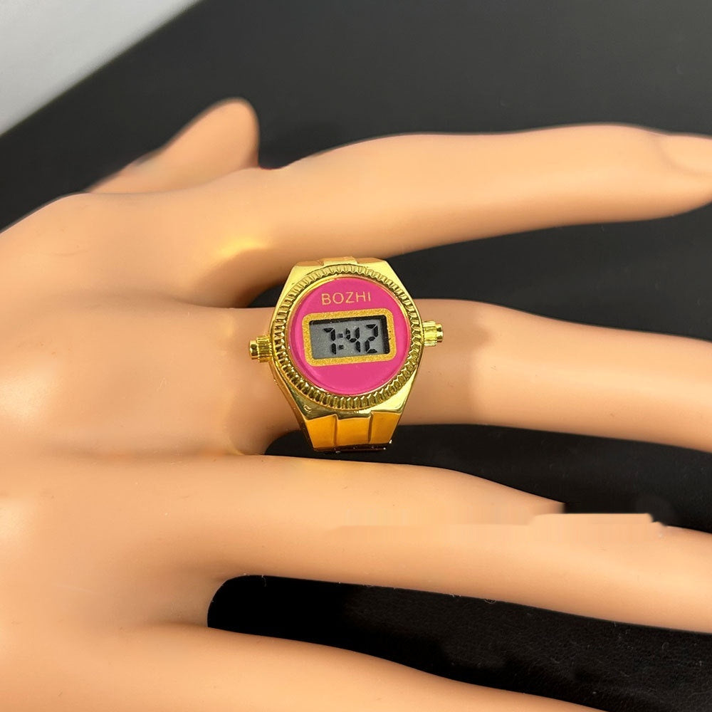 Reloj electrónico de moda para mujer, mini reloj con anillo