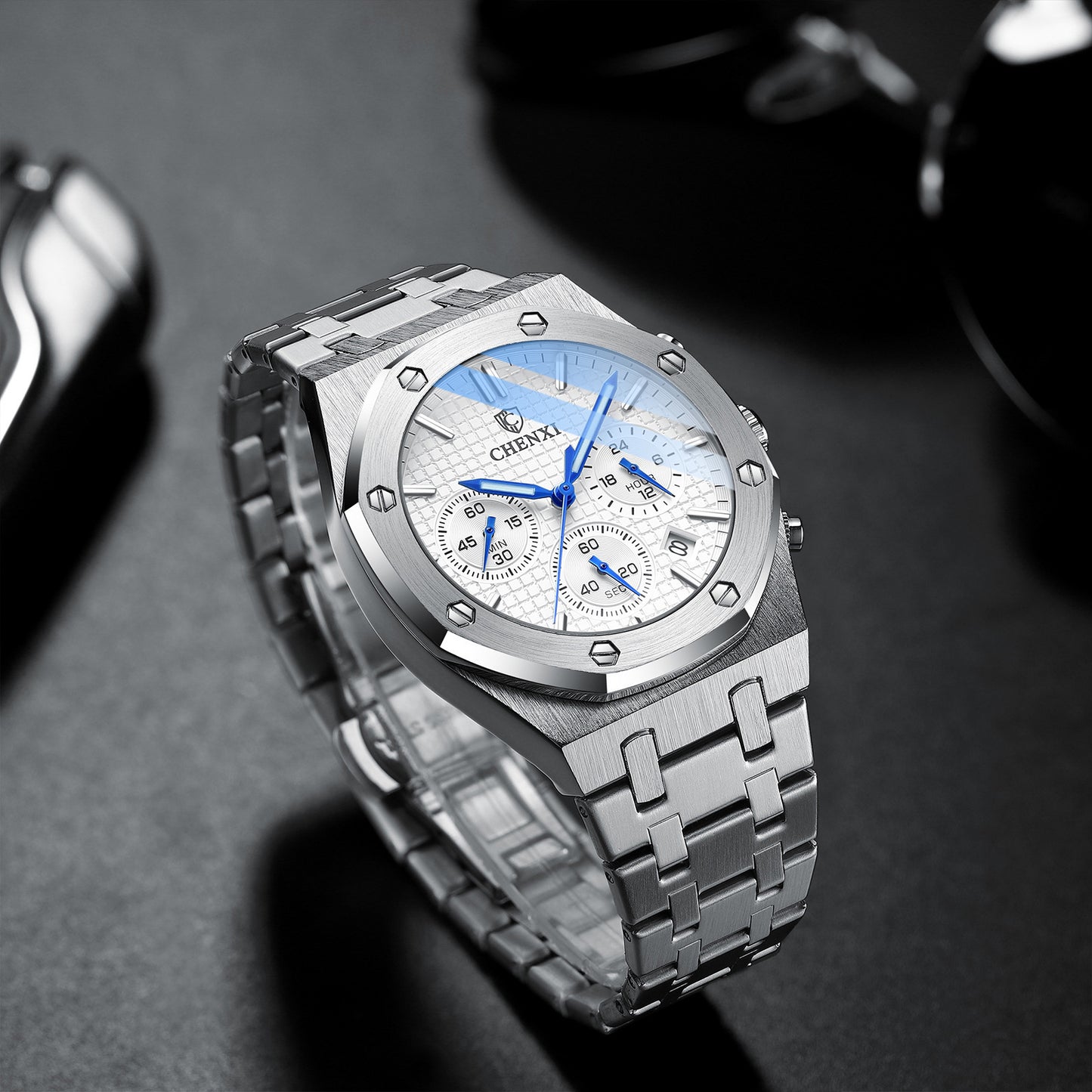 Multifunctional Sports Watch Men's Steel Band Waterproof Quartz Non-Mechanical Watch