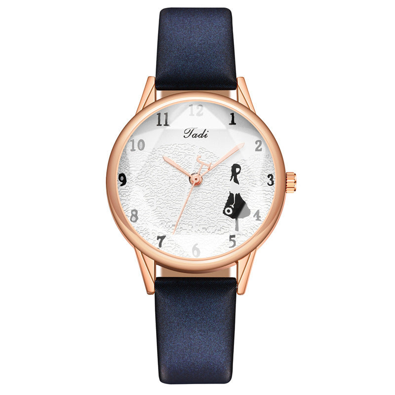 Reloj de cuarzo para mujer con diseño de niña creativa y minimalista