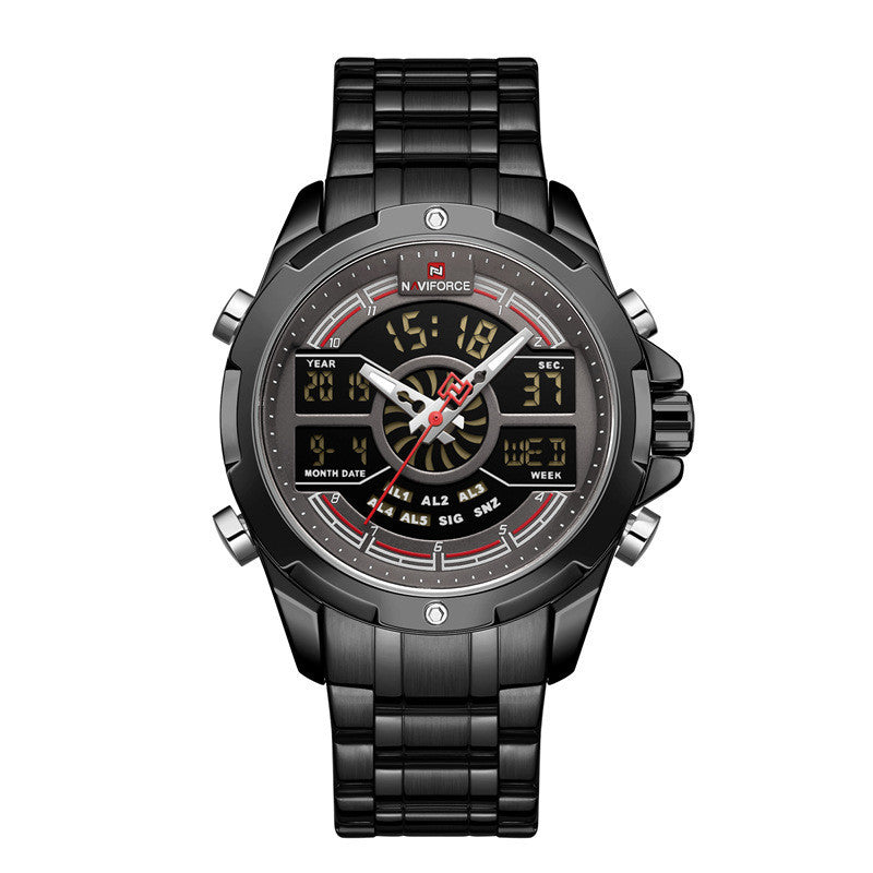 Dual Display Movement Luminous Week Calendar Chronograph Multi-function Men's Watch