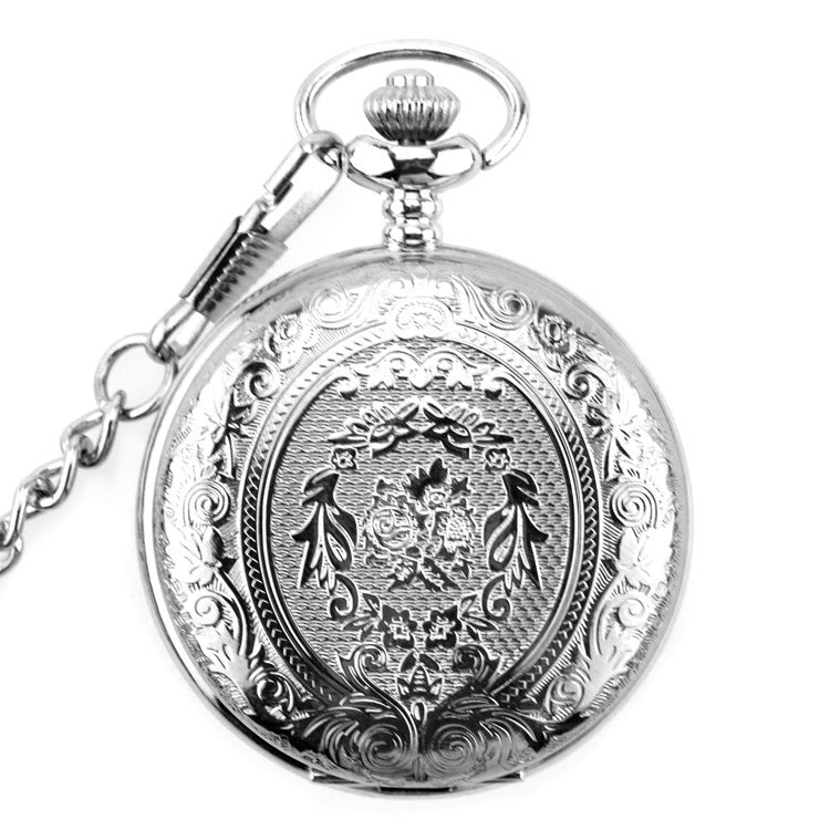 Reloj de bolsillo hueco con tapa estilo retro para mujer