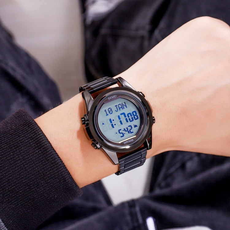 Reloj electrónico para hombre Reloj de acero árabe de moda