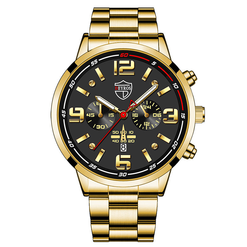 Reloj de cuarzo luminoso con calendario y correa de acero para hombre