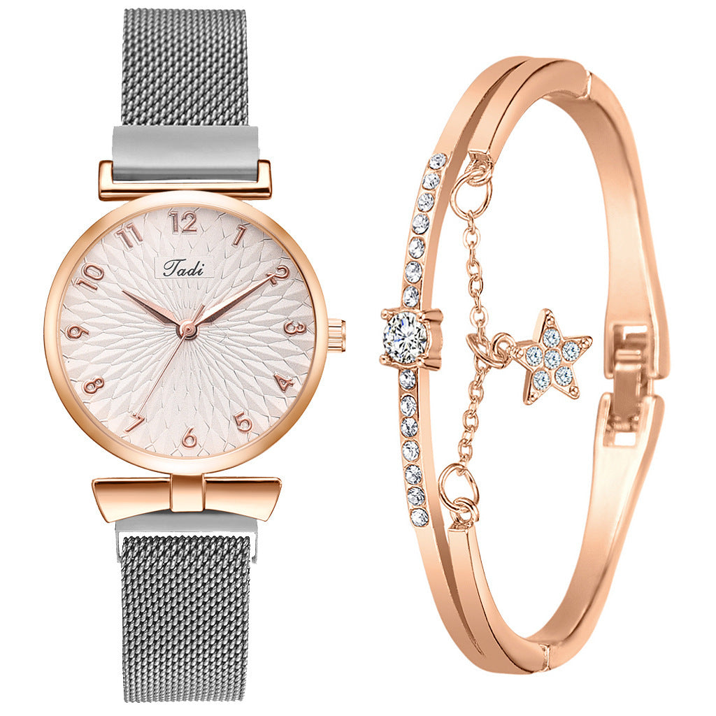 Reloj con correa de malla y imán