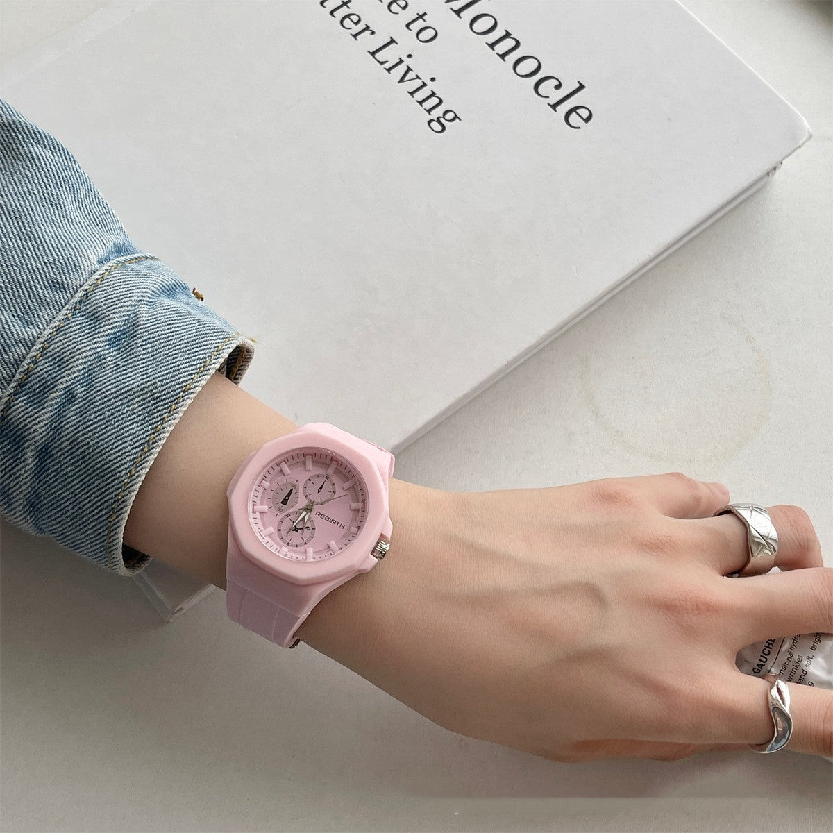 Reloj deportivo de cuarzo para mujer Reloj de silicona sencillo