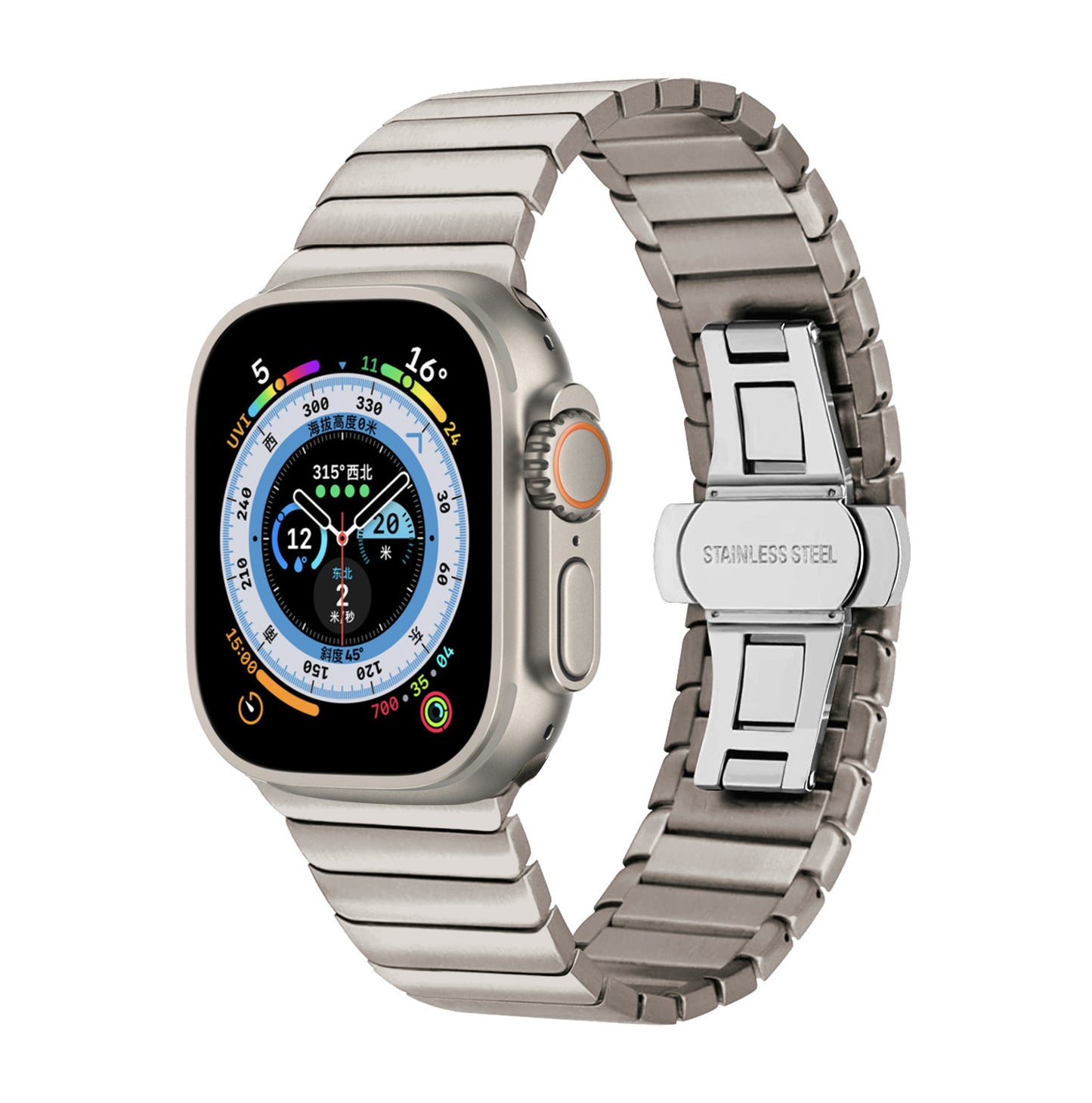 Adecuado para Smartwatch 8 Correa de acero inoxidable con hebilla de lazo Correa de reloj de metal IWatch
