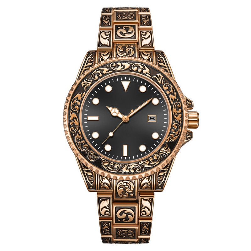 Men's Vintage Engraving Business Quartz Watch