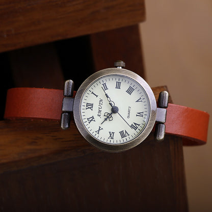 Reloj de cuarzo retro para mujer con diseño de bosque de literatura japonesa