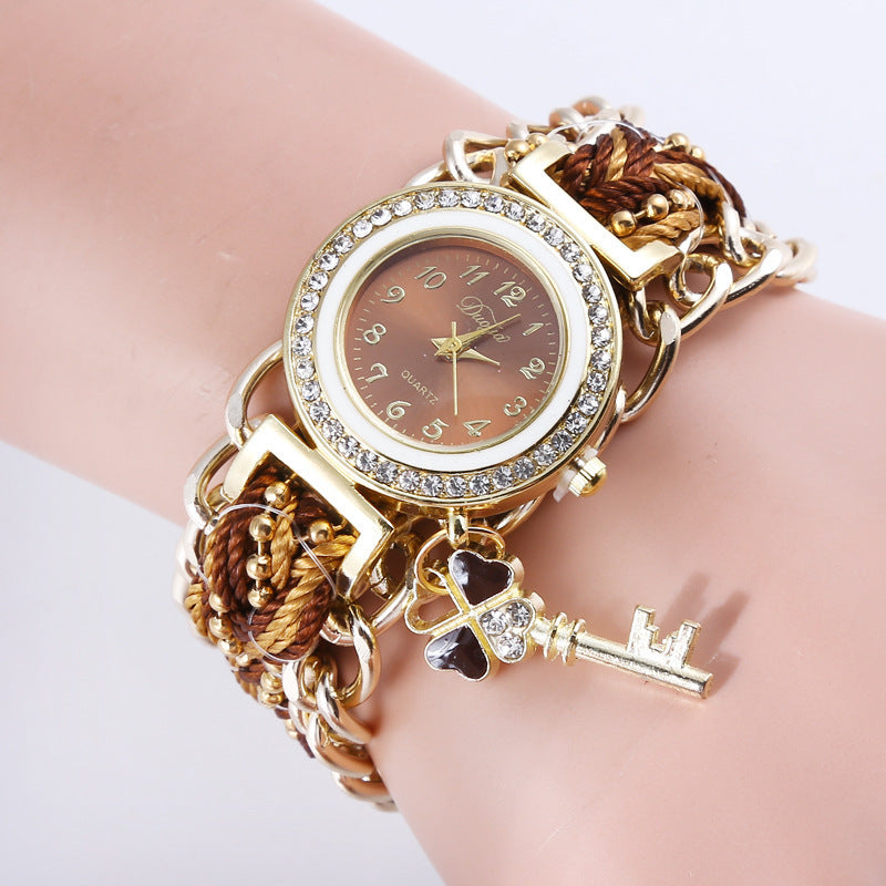 Reloj de pulsera de PU para mujer con cuerda trenzada Reloj para mujer