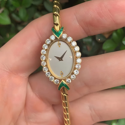 Reloj europeo pequeño de oro para mujer, hecho a mano, con incrustaciones de diamantes de imitación, estilo antiguo medio