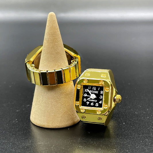 Reloj de anillo de dedo creativo de moda para hombres y mujeres