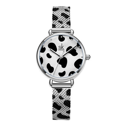 Reloj de cuarzo con correa de malla de moda para mujer