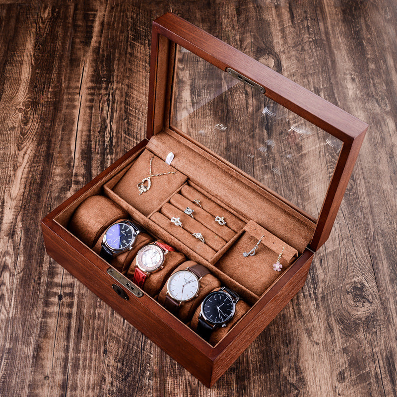 Willow Wood Watch Jewelry With Lock Glass Box