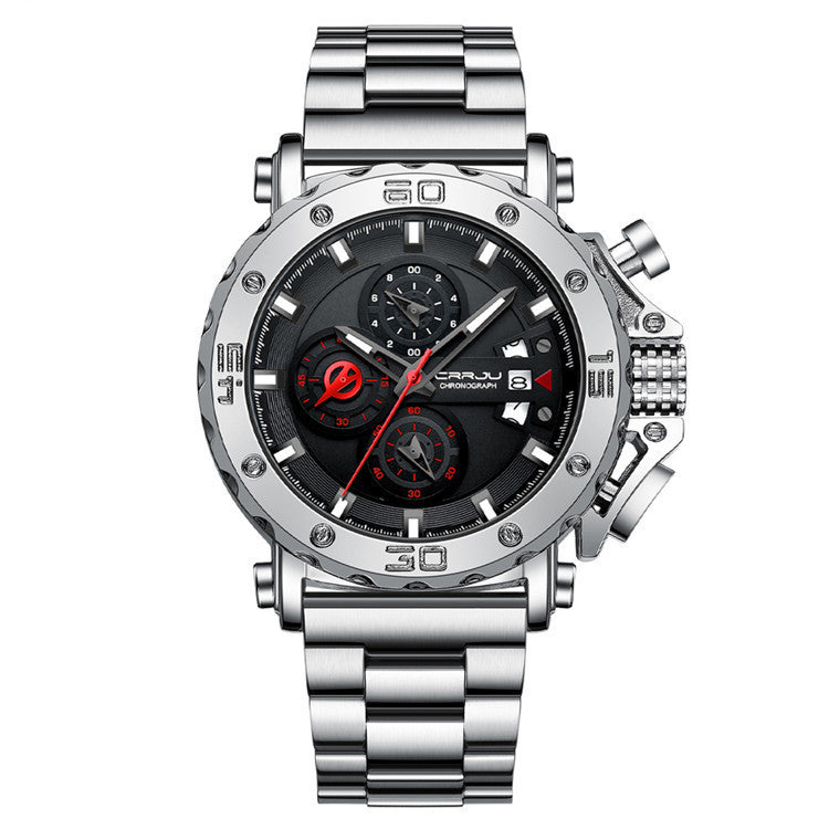 Solid Stainless Steel Band Oversized Dial Watch