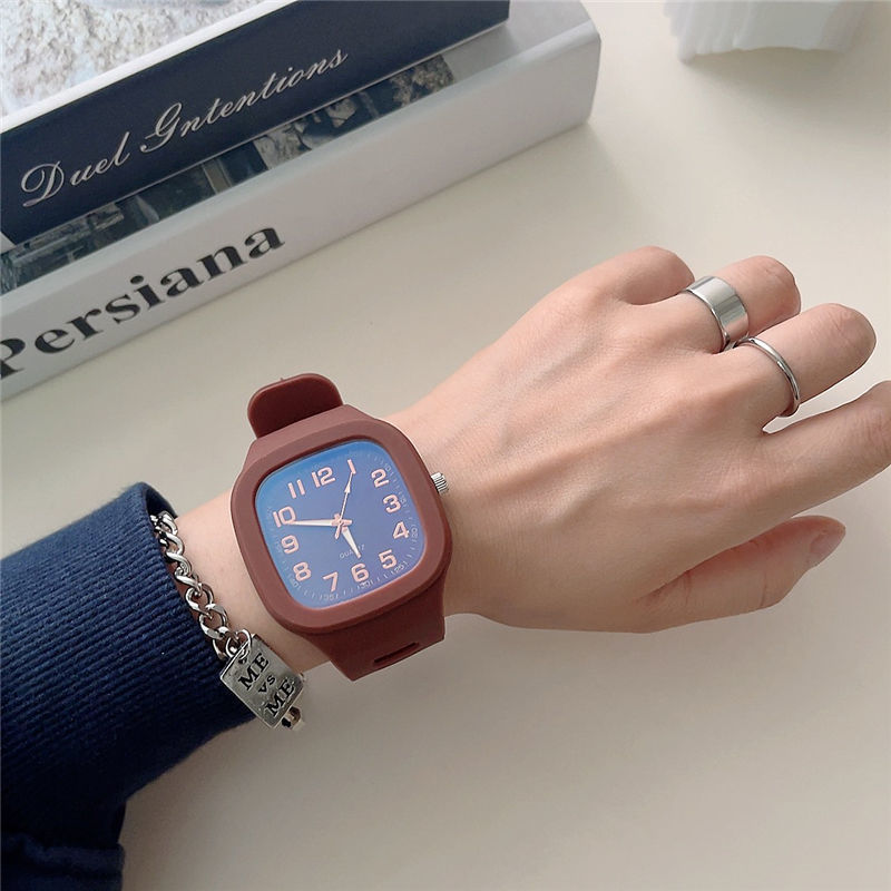 Reloj electrónico digital cuadrado sencillo de moda para parejas de estudiantes