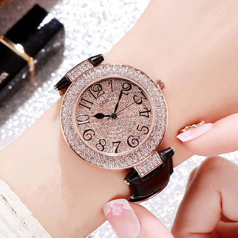 Waterproof Diamond Women's Watch Fashion Student Large Dial