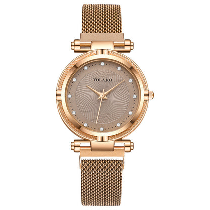 Reloj de pulsera con imán para mujer, moderno y con diamantes