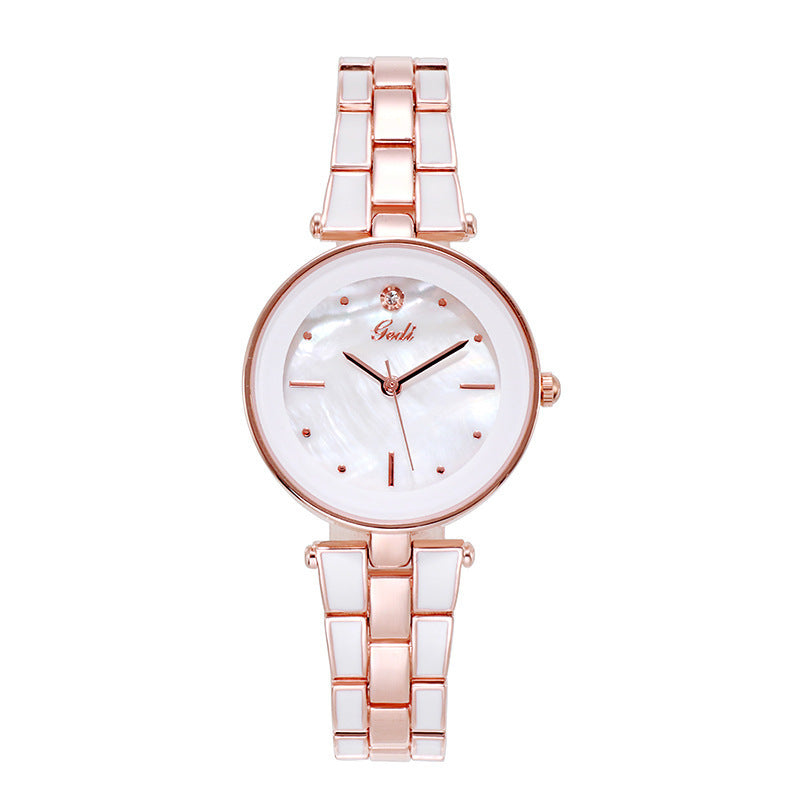 Reloj de mujer estilo coreano moderno estudiante cuarzo blanco