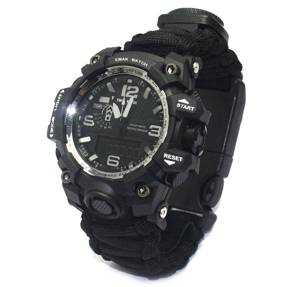 Outdoor Waterproof Multifunctional Climbing Watch Parachute Cord Woven Emergency Survival Watch