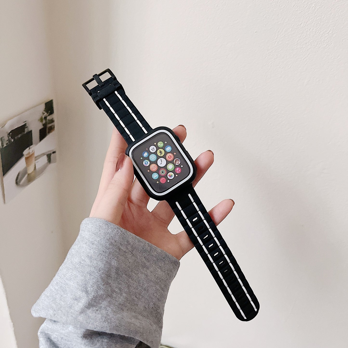 Correa de silicona para iwatch, juego de correas para Applewatch7SE8, funda protectora para reloj