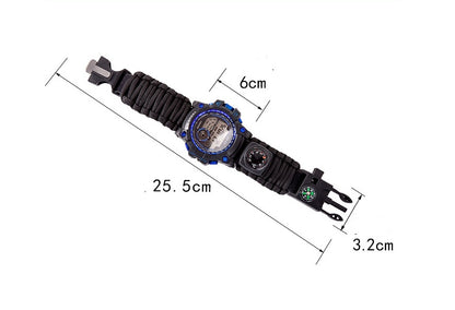 Umbrella rope waterproof watch multi-function outdoor survival umbrella rope bracelet adjustable outdoor camping adventure bracelet