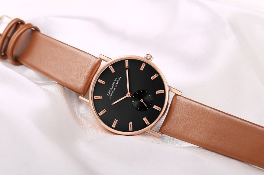 Hannah Martin Hannah Martin 2138 Reloj de cuarzo para mujer Reloj sencillo con segundos pequeños para mujer Correa de nailon