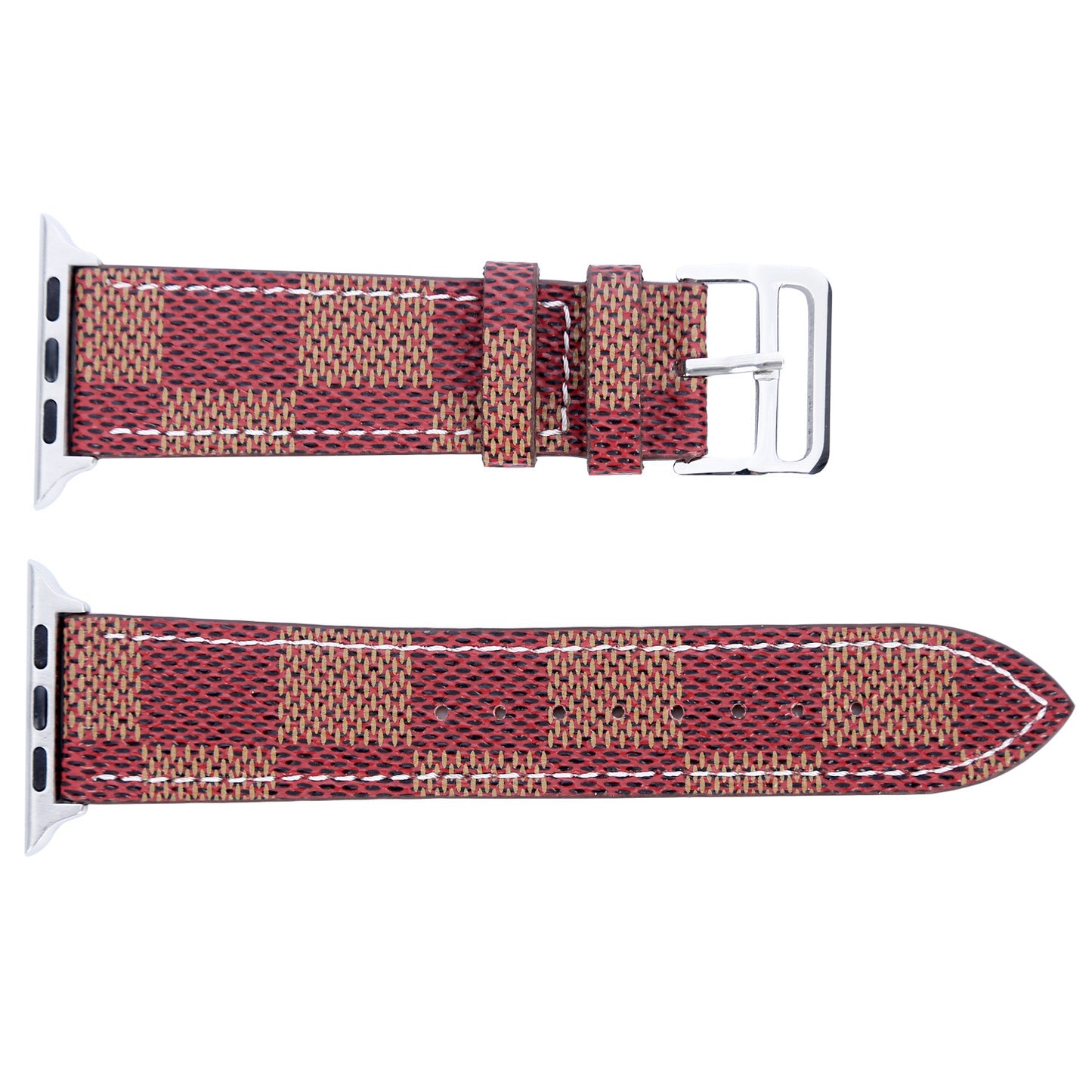 Compatible with Apple, Watch strap iwtch strap checkered iWatch leather watchband