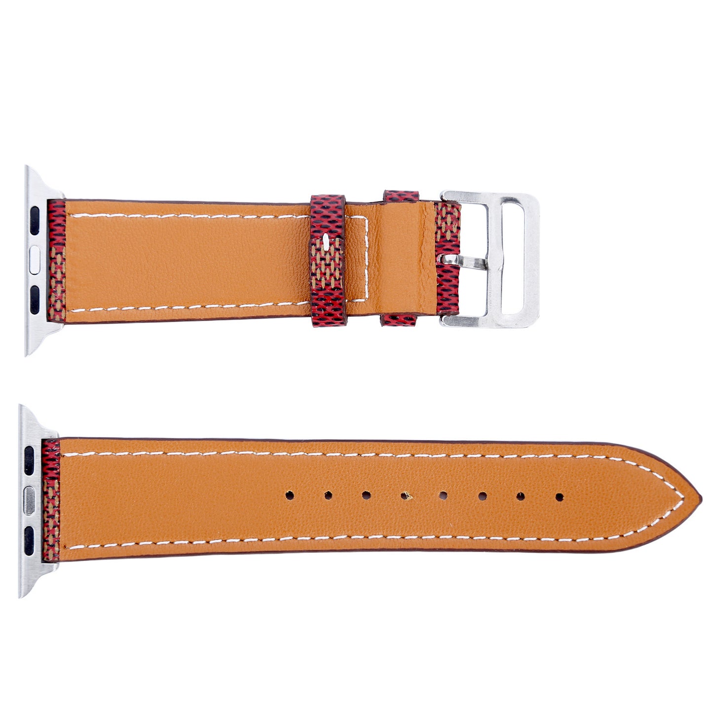 Compatible with Apple, Watch strap iwtch strap checkered iWatch leather watchband