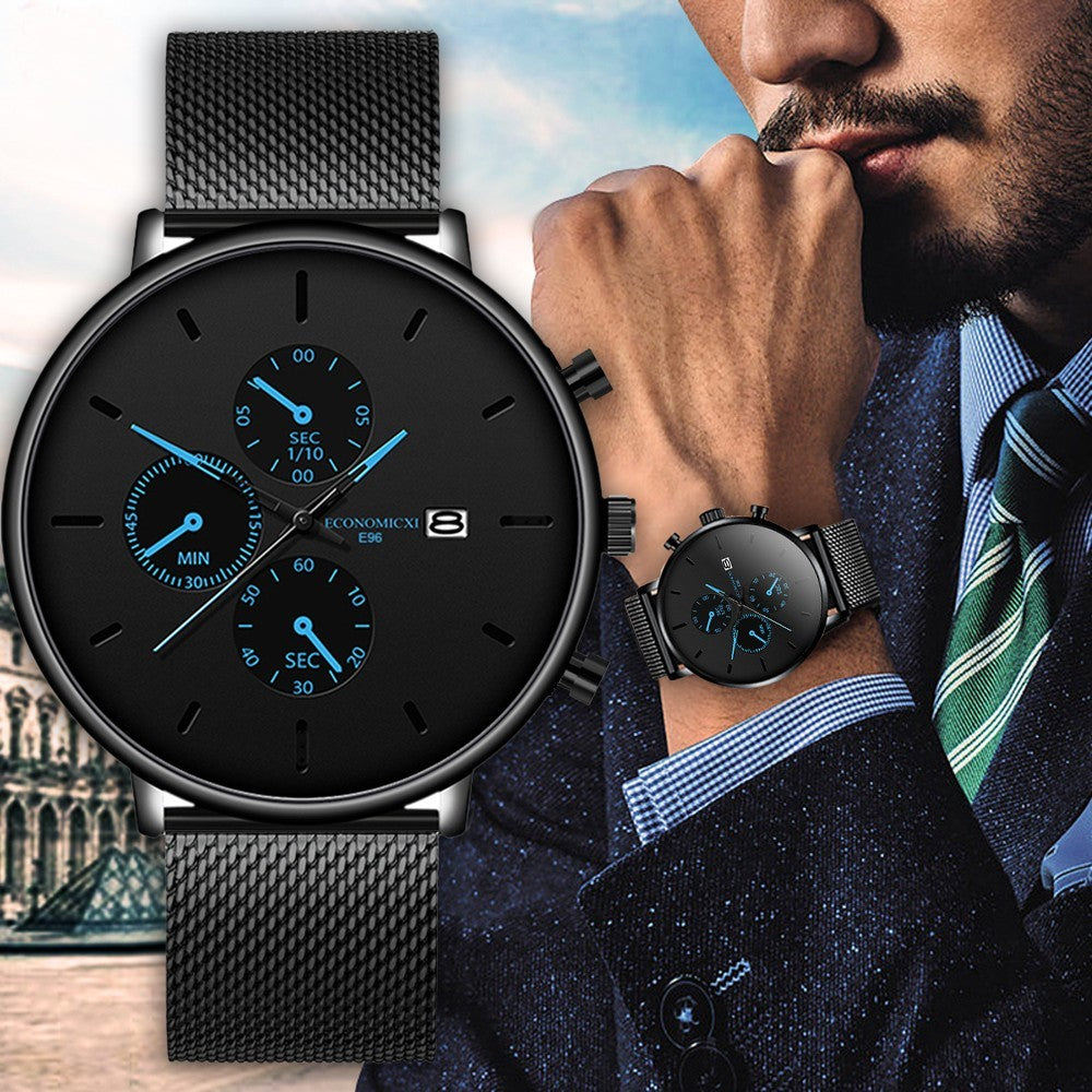 Reloj negro delgado para estudiantes masculinos