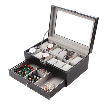 Double pu jewelry box watch storage box