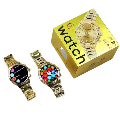 Reloj dorado pequeño con diamantes y llamadas Bluetooth