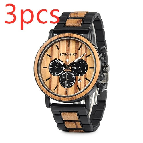 BOBO BIRD Relojes de madera para hombre, reloj masculino de primera marca de lujo, elegante reloj cronógrafo militar, un gran regalo para hombres OEM