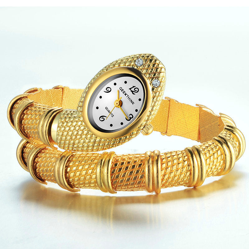 Reloj de mujer Pulsera Reloj serpiente dorado