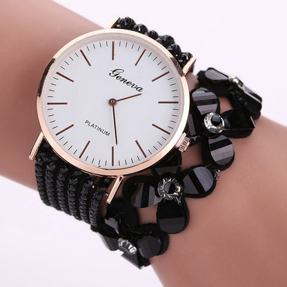 Relojes de moda con flores de Ginebra para mujer, elegante reloj de pulsera de cuarzo para mujer, reloj de pulsera con diamantes de cristal, regalo para mujer