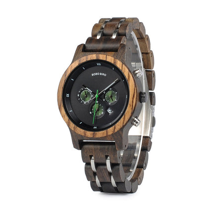 BOBO BIRD Reloj de madera GP016/17/18 Moda Tendencia Reloj de madera informal de negocios para hombres