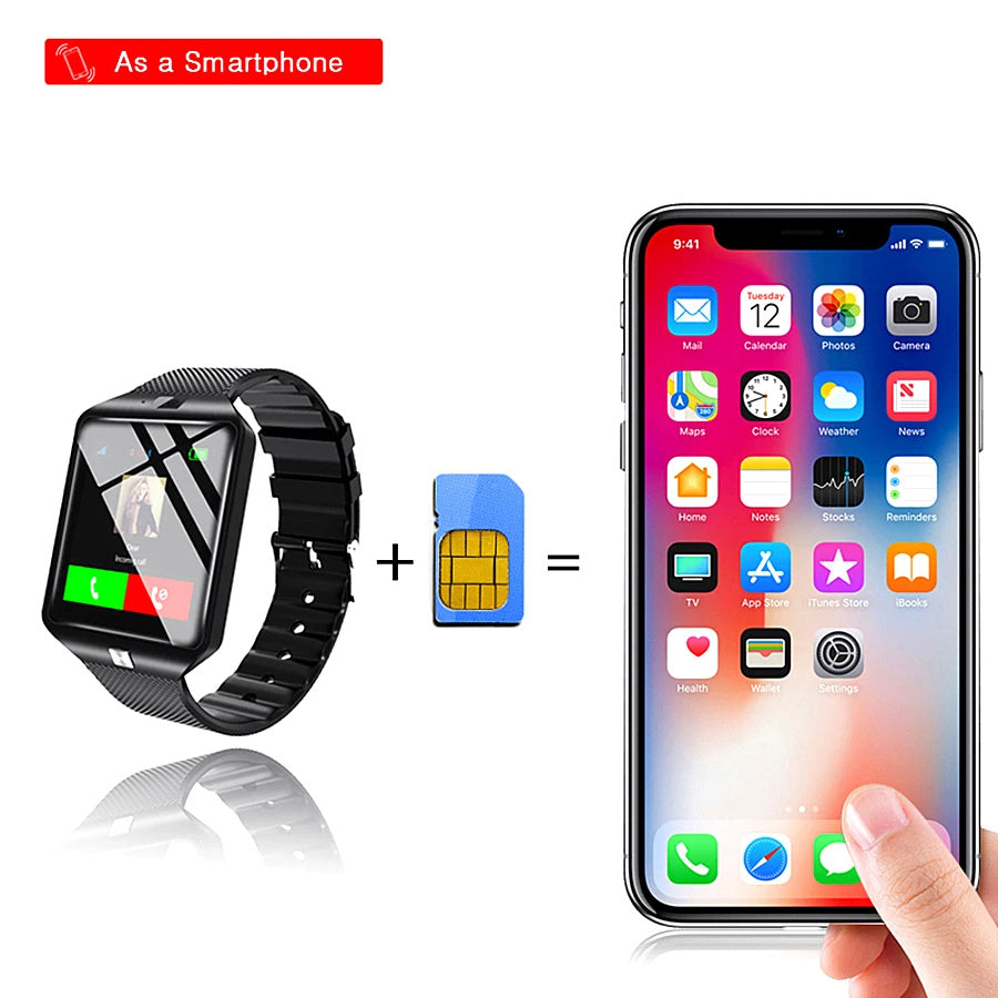 Reloj inteligente compatible con tarjeta TF, SIM, cámara, deporte, Bluetooth