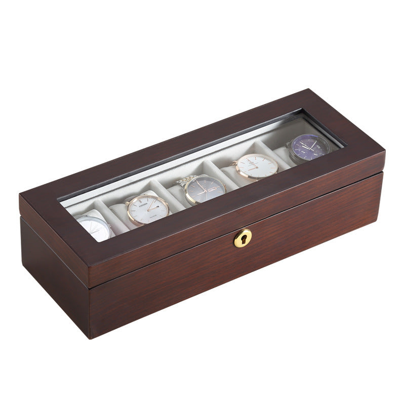 Glass Watch High-end Men's Simple Wooden Storage Box